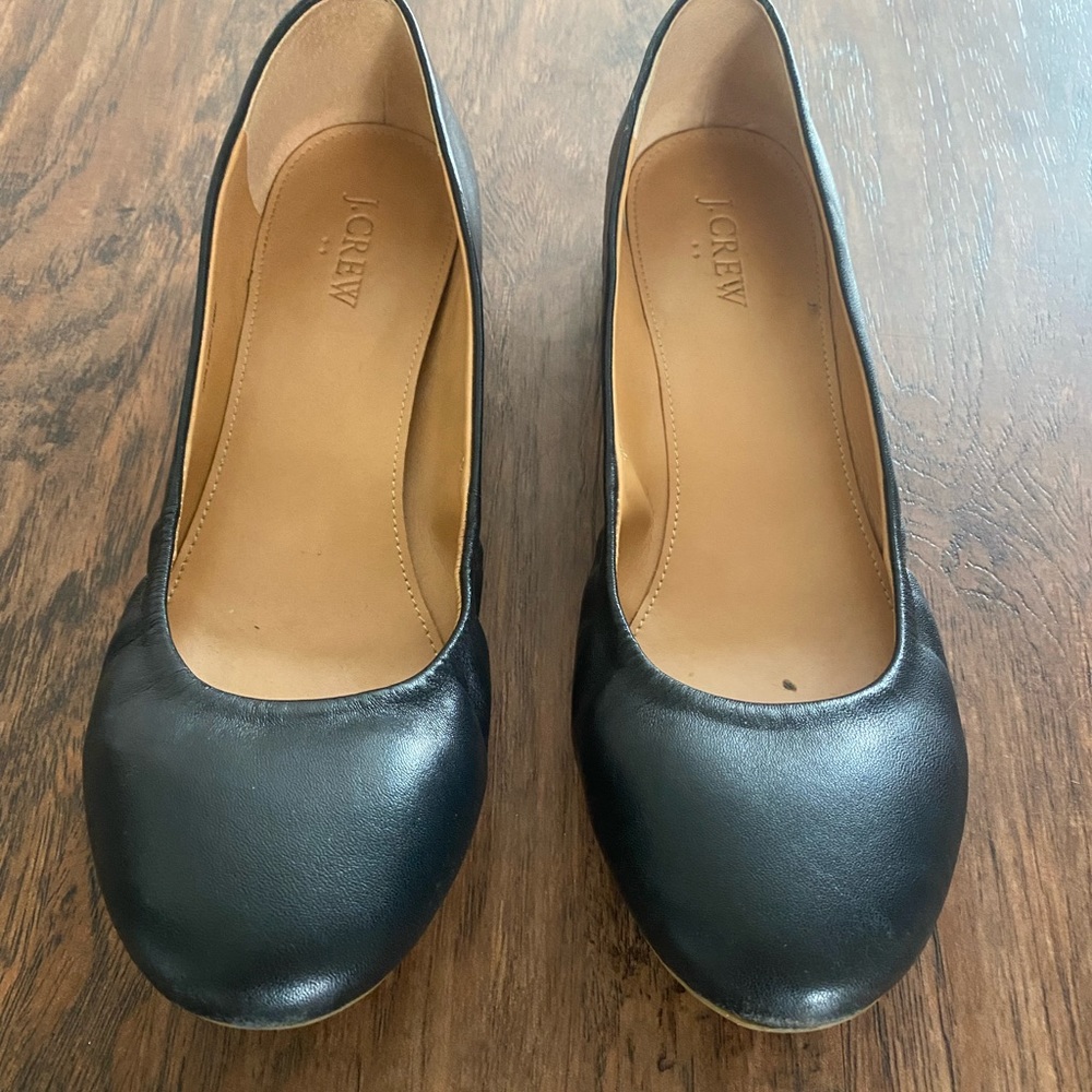 J Crew size 9 leather black flats